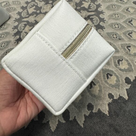 Christian Dior White Denim Beige Cosmetic Pouch Bag New - Picture 3 of 6